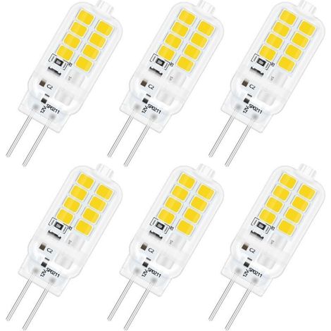 Ampoule LED G4 12V 3W, Non Dimmable, 16 SMD 300LM Blanc Neutre 4000K, Équivalent 25W G4 Ampoule Halogène, Ampoule G4 LED pour Lustre, Lumière d'armoire, Chambre, Éclairage Paysager, Lot de 6