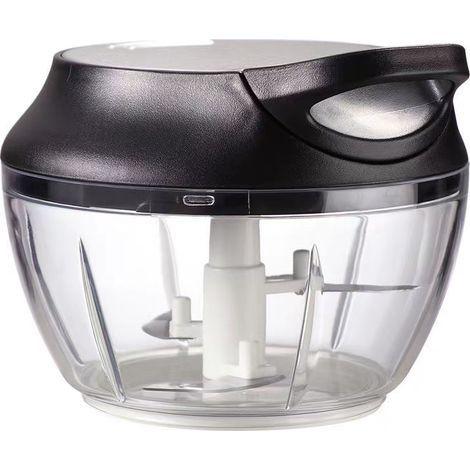 Mini Hachoir Manuel En Inox - 5 secondes - Avec Racloir - Mixeur Coupe Oignons, Ail, Herbes (1/5)
