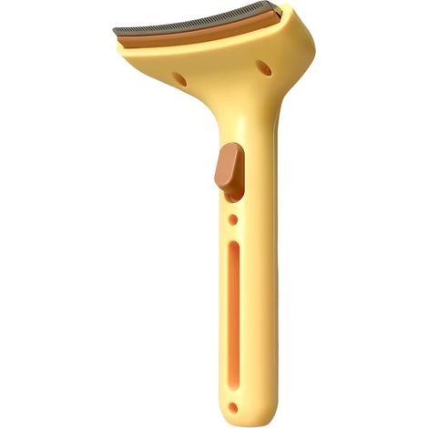 Brosse de Toilettage pour Chat, Peigne à épiler pour Chien avec Bouton Realease, Peigne à Puces pour Animaux de Compagnie pour le Toilettage (Jaune) (1/5)