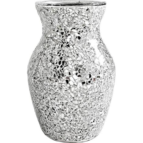 Jarrón artesanal de mosaico de vidrio de colores, 10 cm de diámetro, 20 cm de altura, regalo decorativo. (1/5)