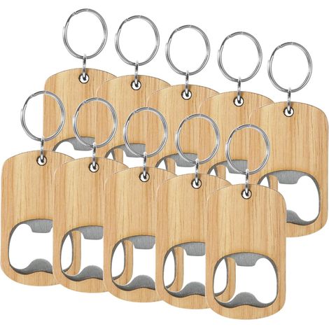 Ouvre-Bouteille en Bois Porte-Clés Lot de 10, Léger et Compact pour Fêtes et Loisirs Créatifs (1/5)