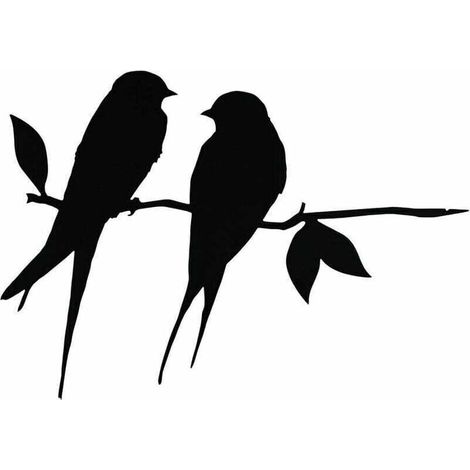 Metallene Schwalbenbaum-Dekoration, Metallvogel-Gartendekoration, Stahl-Silbervogel-Gartendekoration, Metallvögel-Vogelornamente für Terrasse und Garten (Schwarz 1)