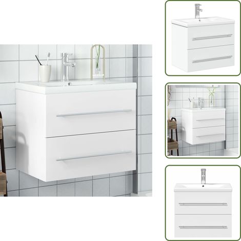 Almacenamiento de baño - vidaXL Mueble de baño con lavabo integrado blanco - Baño moderno