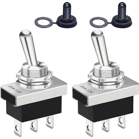 2 pezzi 12V 25A SPDT ON-ON 3Pin 2 posizioni interruttore a bilanciere con tappo di copertura impermeabile per auto KN3D-102
