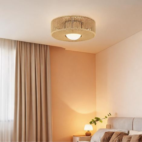 Suspension plafond bohème en métal et corde de chanvre LED G9 (1/5)