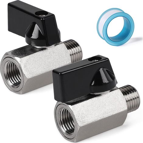 2 x Mini Ball Vanne 1/4 Pouce Male Femelle avec Ruban (1/5)