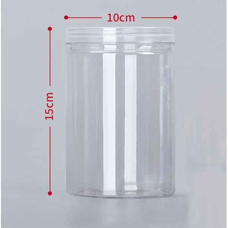 (Y-830ml)1 bouteille d'emballage en plastique PET transparente vide avec fermeture hermétique, type seau circulaire, bocal à biscuits, boîte de conservation alimentaire scellée, récipient de stockage (1/5)