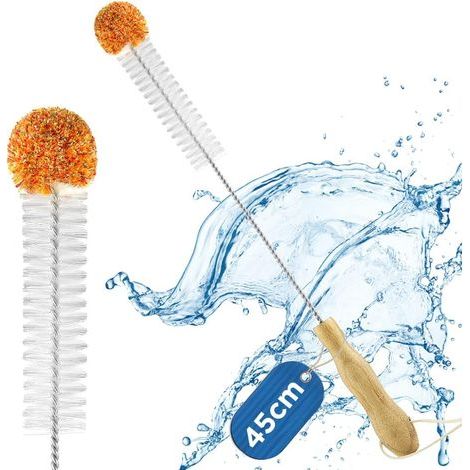 Goupillon Bouteille 45cm Ecouvillon Bouteille, Brosse Bouteille avec Tête en Laine Doux et sans Rayures, Brosse de Nettoyage de Bouteilles pour Sodastream, Décanteur, Bouteilles d'eau- 1 Pinceau (1/5)