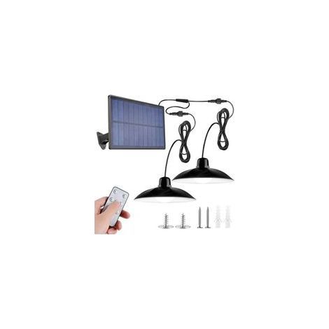 Lampes suspendues solaires d'extérieur à LED avec capteur de mouvement à énergie solaire réglable et télécommande IP67 étanche pour garage, tonnelle, hangar, camp, patio, poulailler, grange (1/4)
