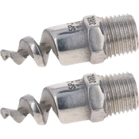 Lot de 2 buses spirale filetage mâle 1/4BSPT acier inoxydable 316 cône solide pulvérisation traitement gaz (1/5)