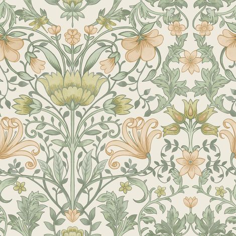 Holden Vintage Floral Cream Ochre Vintage Retro Style Art Nouveau Wallpaper (1/4)
