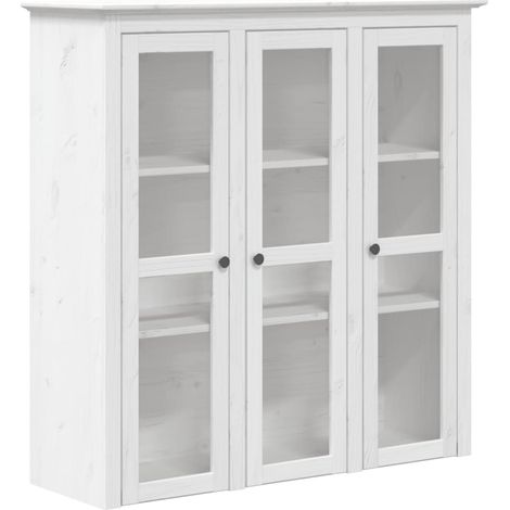 Buffet  Armoire avec portes vitrées BODO blanc bois de pin massif (1/5)