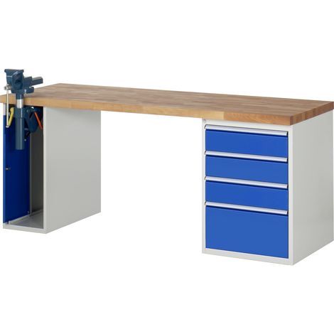 Rau Werkbank Modell 7510 mit 4 Schubladen und Schrank BxTxH 2000x700x840mm (1/5)