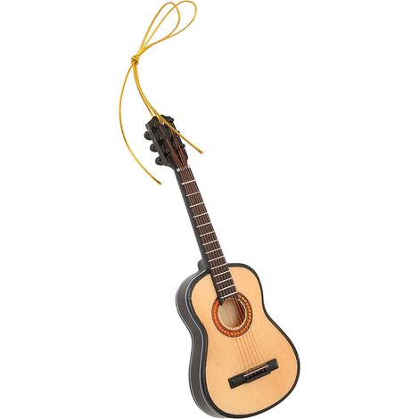 Mini Guitare Ornementale en Bois pour Décoration de Noël, Intérieur ou Bureau - Modèle Détaillé (1/5)