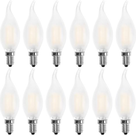 E14 LED-Flammenbirne, Kerzenform, warmweiß (2700 K), 4 W (entspricht 40 W Glühlampe), 400 lm, 12er-Packung