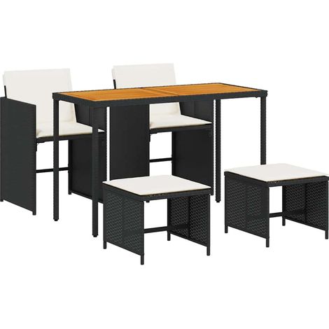 Maison Exclusive - 5-tlg. Garten-Essgruppe mit Kissen Schwarz Pol