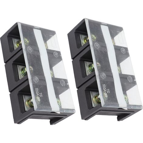 borniers à barrière de fils 600V 100A TC à double rangée en fer fixe avec couvercle noir 3 positions (1003) (1/5)