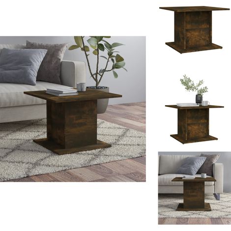 Table basse chêne fumé 55,5x55,5x40 cm bois d'ingénierie - Table Basse - Meuble Salon - Table D'appoint - Table Ronde - Bois D'ingénierie (1/5)