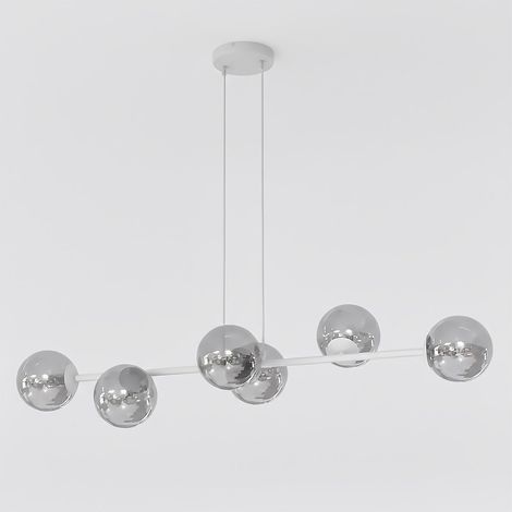 Lampada a sospensione Magnus in acciaio grigio grafite e vetro
