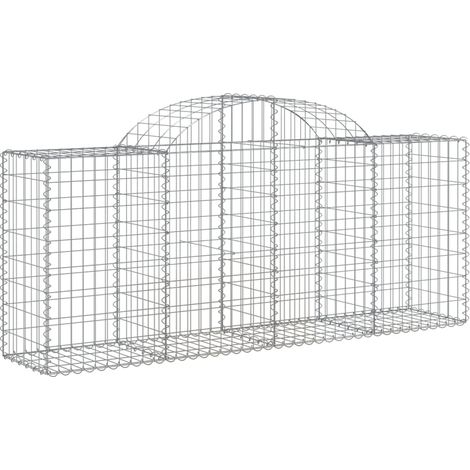Gabbione cesto gabbia recinzione muro di contenimento ad arco 200 x 50 x 80/100 cm ferro zincato Argento 020040046