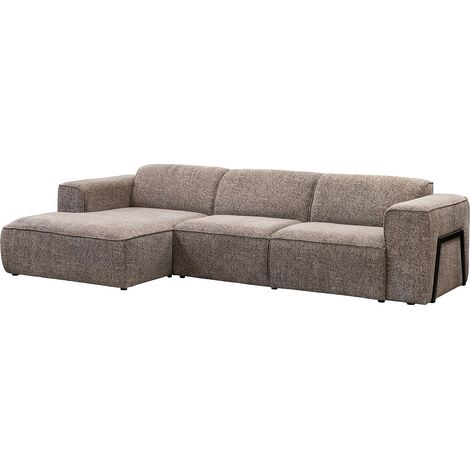 Canapé d'angle gauche en tissu chiné taupe TEJAMI (1/4)