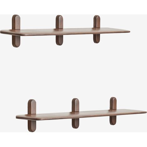 SKLUM Pack mit 2 Wandregalen aus Veleta-Holz  &x2194&xFE0E 130 cm            Akazienbraun dunkel                     