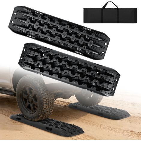 TolleTour Placas de arena para coche de PP negro con bolsa de transporte ayuda para arrancar en arena, barro y nieve (1/5)