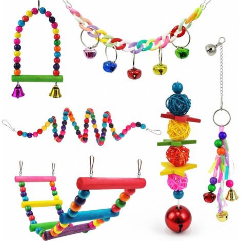 Conjunto de juguetes para pájaros conjunto 7 piezas 7 piezas x 2 modelo 12 (1/5)