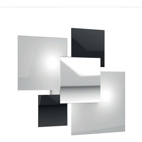 Plafoniera moderna top light shadow 1088 pl90 e27 led vetro lampada soffitto, colore bianco e nero