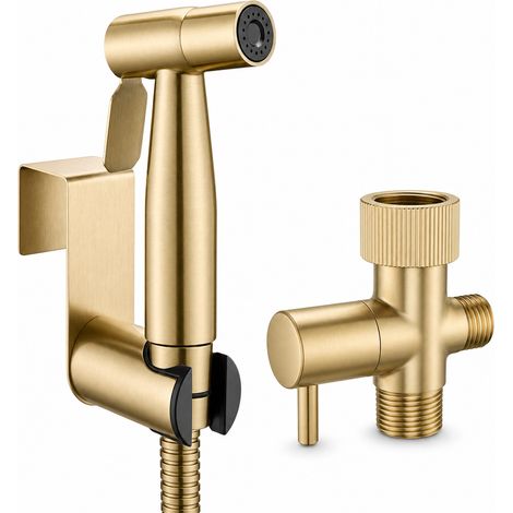 Douchette WC Haute Pression Kit Salle de Bain Doré Brossé (1/5)