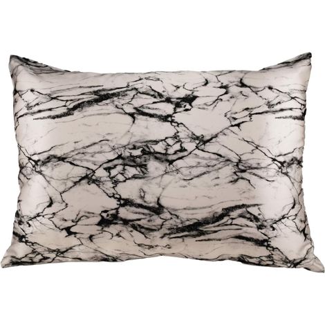 Taies d'oreiller à motif marbre, blanches et grises, lot de 2, taille standard 50 x 75 cm (1/5)