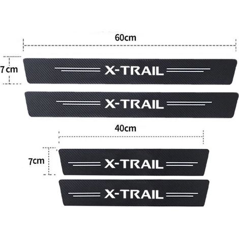 (4 pièces) Autocollants de seuil de porte de voiture en fibre de carbone anti-coups de pied et de pied,résistants aux rayures et aux éraflures,pour Nissan X-Trail,avec logo,film de protection imperméa (1/2)