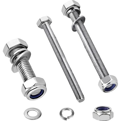 20 Pièces Boulons à Tête Hexagonale, Boulon Inox M8x35mm, DIN 933 Jeu de Vis avec Écrous Rondelles, Kit Visserie Boulonnerie, Vis et Boulon pour Meubles, Auto, Vélos, Bateaux, Impression 3D, Moto (1/5)