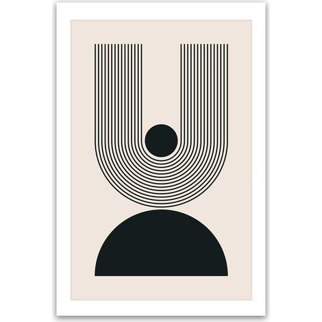 Tableau abstrait arche noire minimaliste moderne