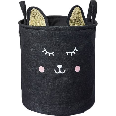 Contenedor de juguetes, cesta, bolsa de ropa sucia, gato negro OR27