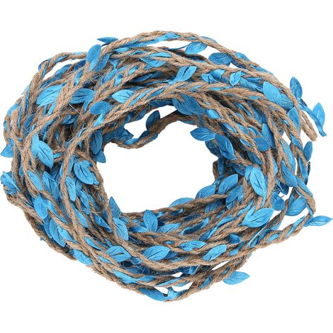 Guirlande tressée en feuilles artificielles de 10 mètres, corde en chanvre, accessoires DIY pour bouquet, bleu. (1/5)