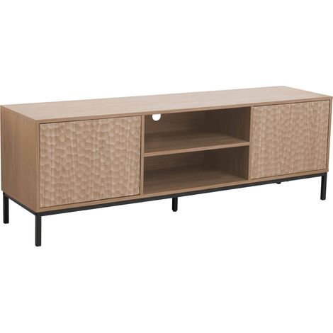 Meuble TV rectangulaire 2 portes L160 cm bois clair