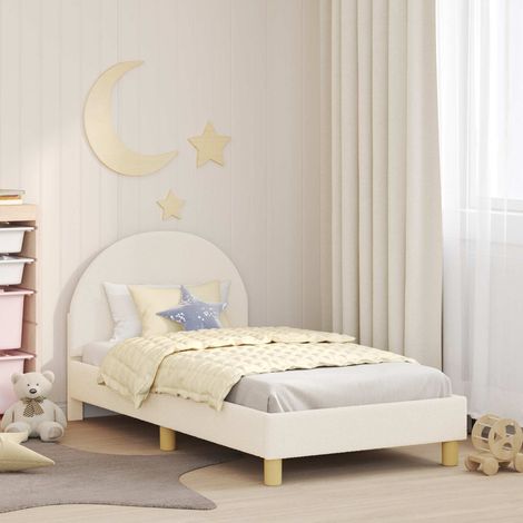 Cama para niños con cabecero Crema 80 x 160 cm Bouclé (1/5)