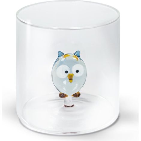 WD LifeStyle Bicchiere Vetro Borosilicato Cc 250 ml Decoro Gufo