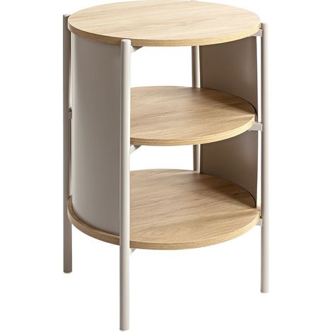 Table d'appoint Table basse coloris Chêne/gris - Diamètre 44 x Hauteur 60 cm (1/5)