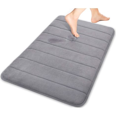 Tapis de bain mousse mémoire grand format 50 x 80 cm (gris)-