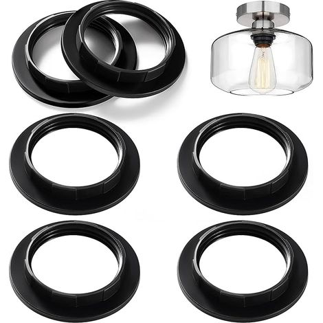 Bague de Abat Jour à Vis E27, Abat-jour Anneau Convertisseur, Anneau Réducteur pour Abat-Jour, pour Lampe de Chevet Table Bureau Lampadaires, Noir (1/5)