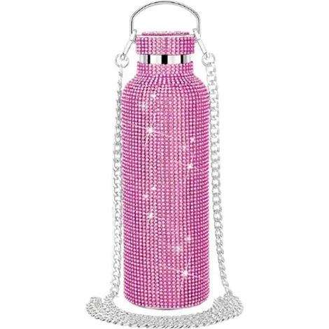 Glitzernde Strass-Wasserflasche, Umhängetasche, Bling-Thermosflasche 600ml C--