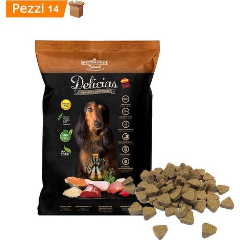 Multipack da 14 pz mediterranean natural delicias cibo per cani semi-umido adulti da 1,5 kg