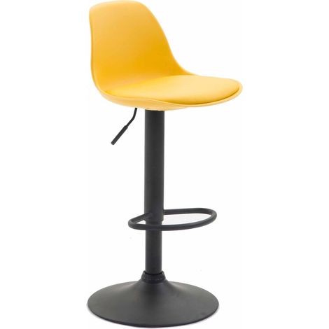 Sgabello da bar moderno e confortevole x1 seduta in plastica e PVC giallo gambe in metallo nero 100005671