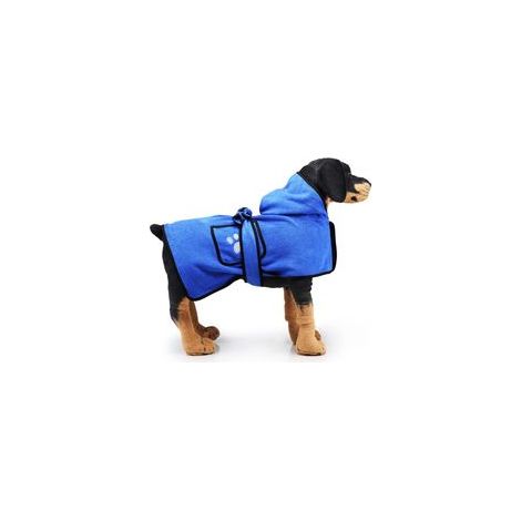 Peignoir pour chien super absorbant à séchage rapide, avec capuche et double poche – Serviette de bain pour animal, petits, moyens, grands chiens (Taille S)– (1/5)