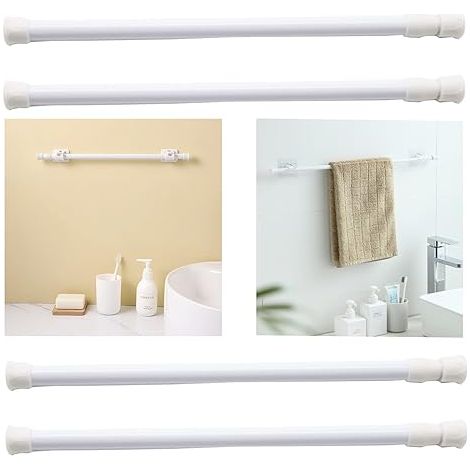 2 Pièces Tringle Télescopique, Tringle à Rideau, Porte-Serviettes Extensible, Tige de Tension sans Perçage, Extensible de 30 à 50 cm, pour Salles de Bains, Cuisines, Salon, pour Suspendre Serviettes (1/5)