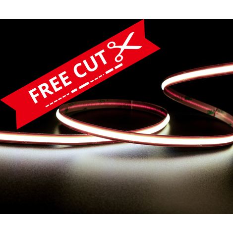 UQS-COB-13W-W-12V-25m-FC: Striscia LED FREECUT, COB LED, 13W, 528 chip/m, CRI 90, 12V, bianco, 6500K, IP20, 25m