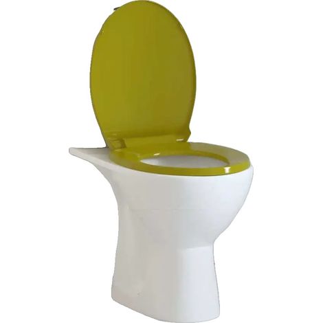 Asiento de inodoro con mecanismo de cierre suave, plástico resistente, color verde militar. (1/2)