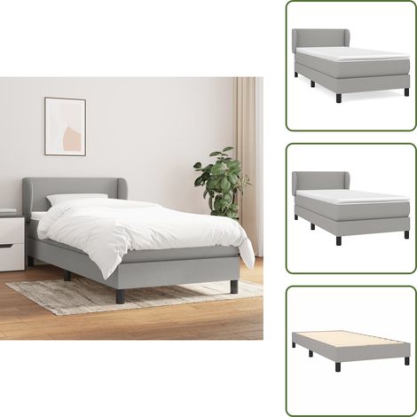 Cama con cabecero ajustable - vidaXL Cama box spring con colchón tela gris claro 80x200 cm - Colchón ensacado